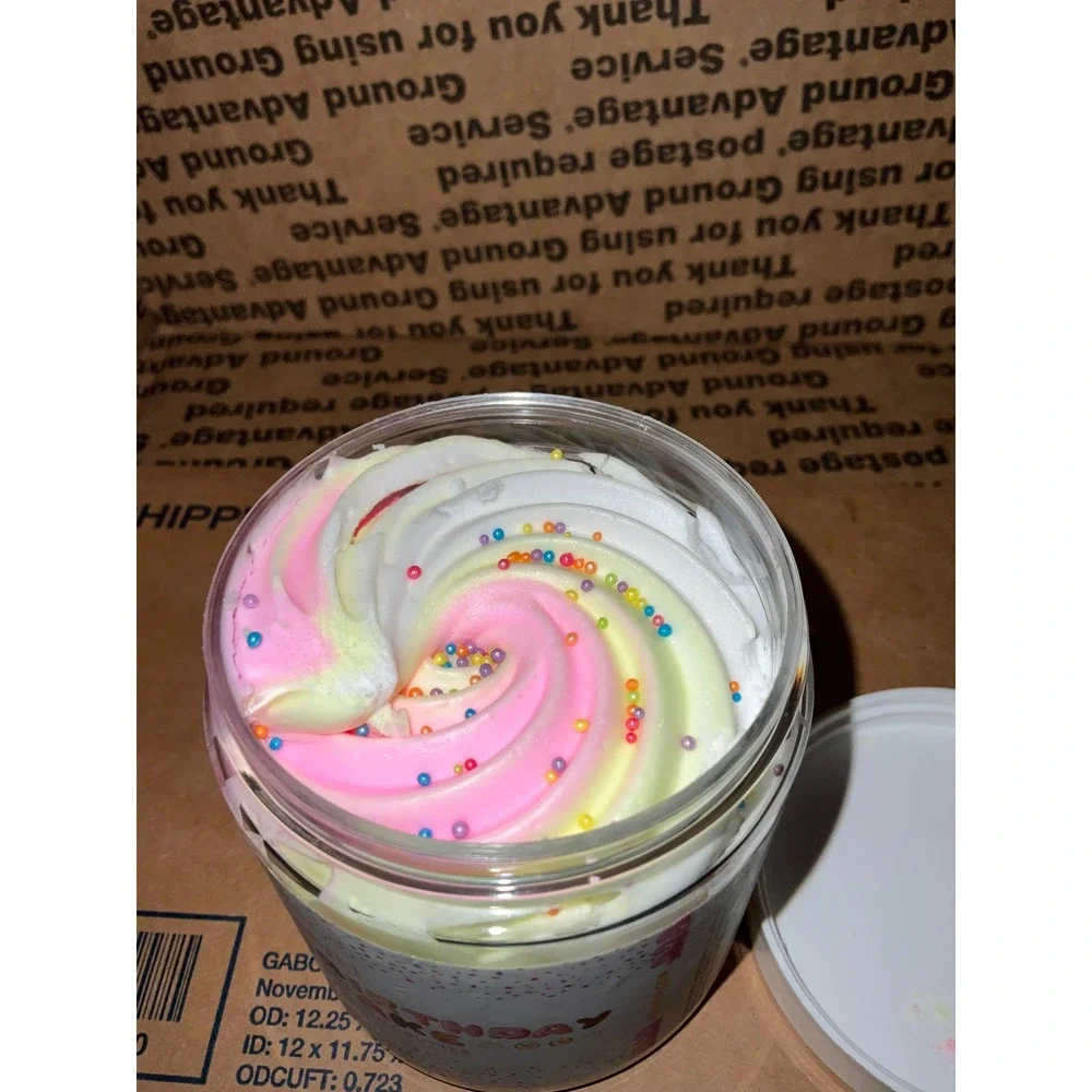 Aminnah Birthday Cake Whipped Body Butter Pink‎ AMNH Swirl Sprinkles Jar